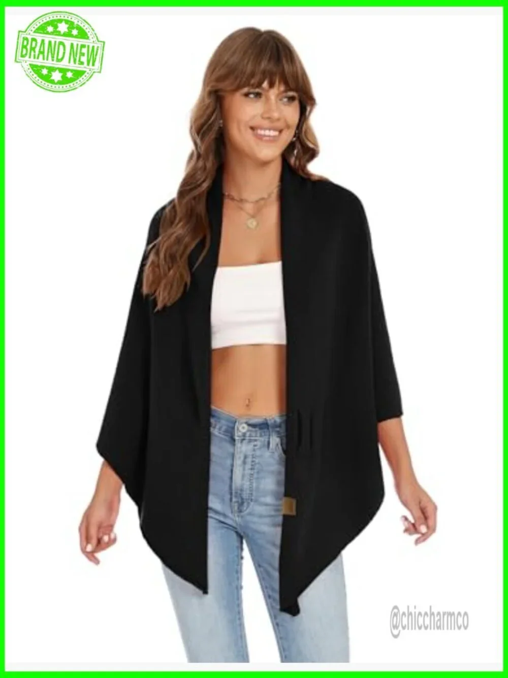 Soft Knit Poncho Shawl Wrap Open Front All Seasons Loose Fit